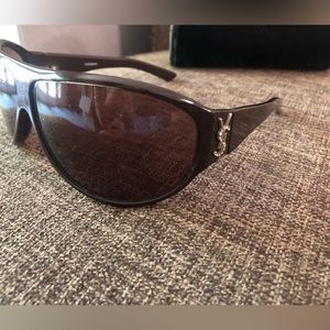 YSL 6079 STRASS wraparound sunglasses, dark brown